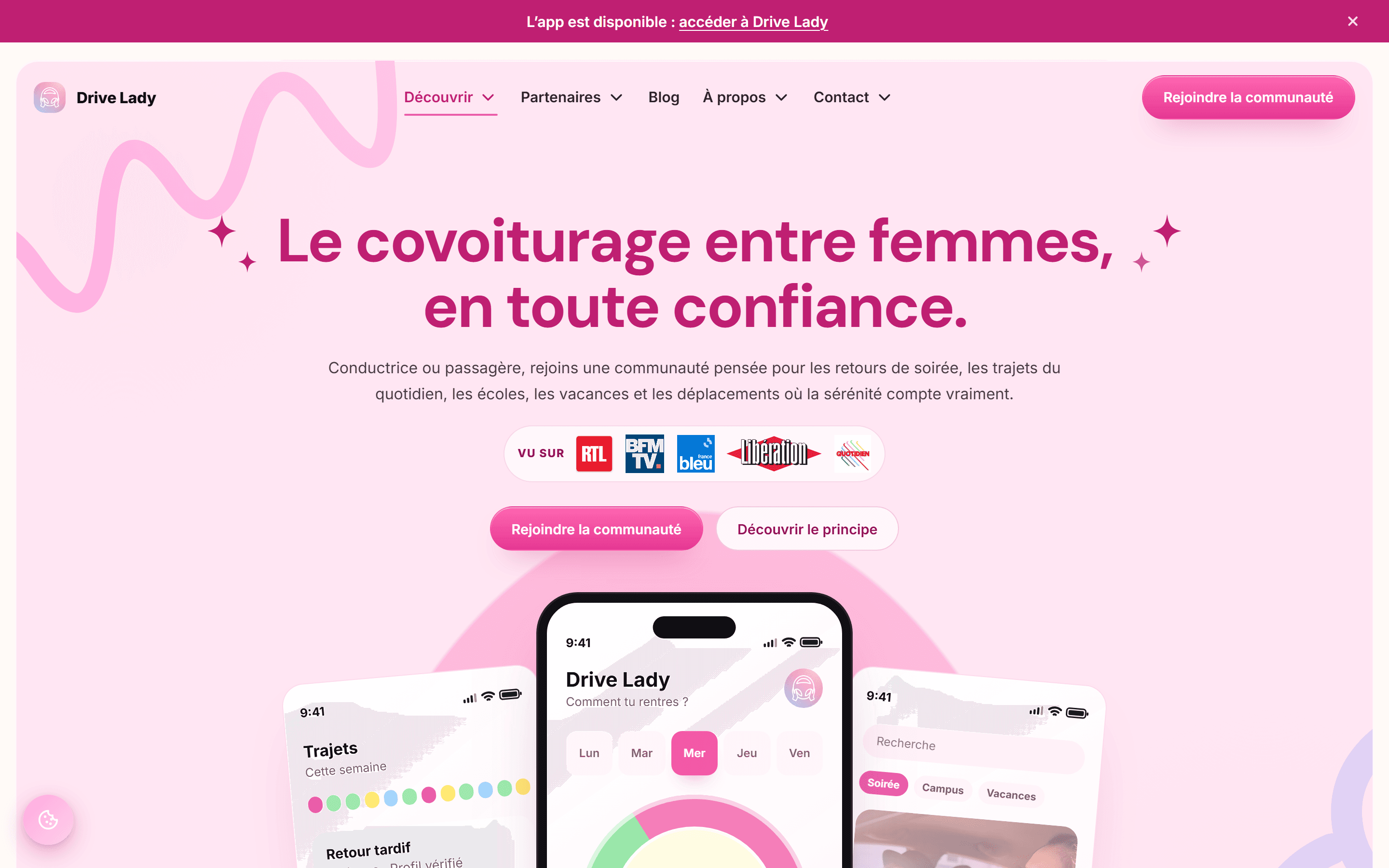 Page d'accueil du site Drive Lady