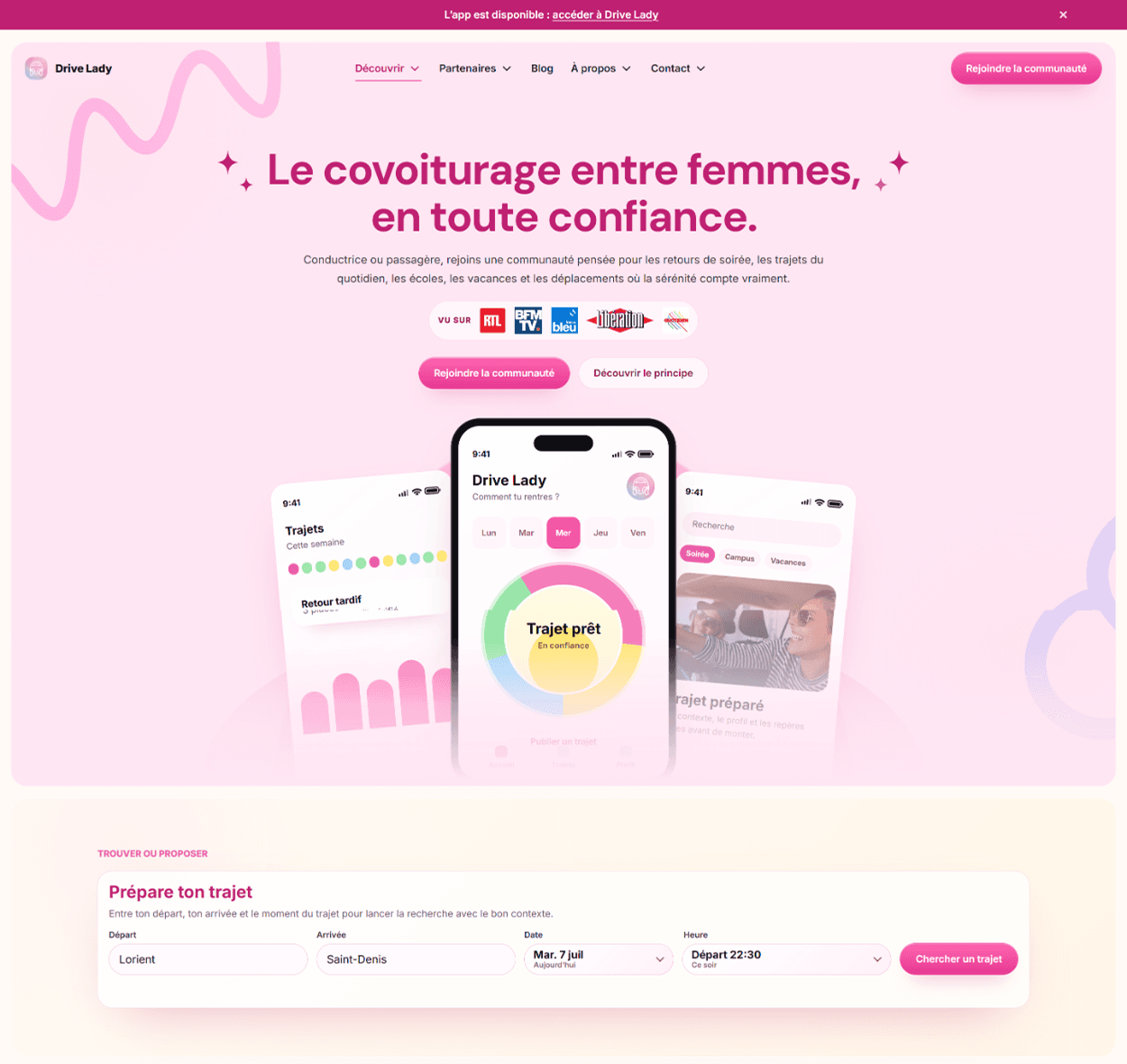 Direction artistique du site Drive Lady