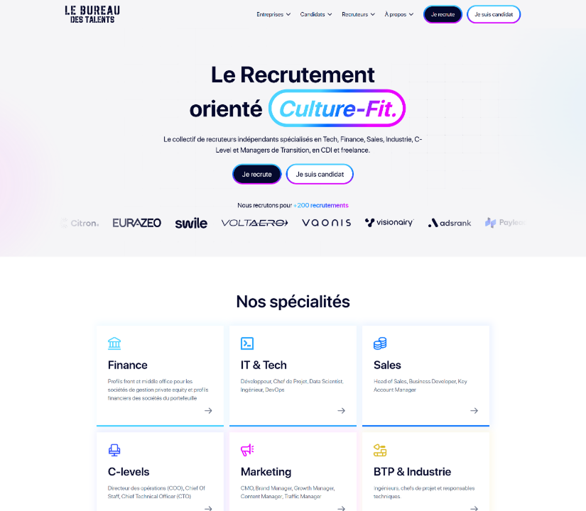 Capture du site Le Bureau des Talents