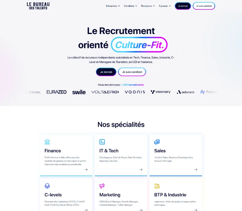 Capture du site Le Bureau des Talents